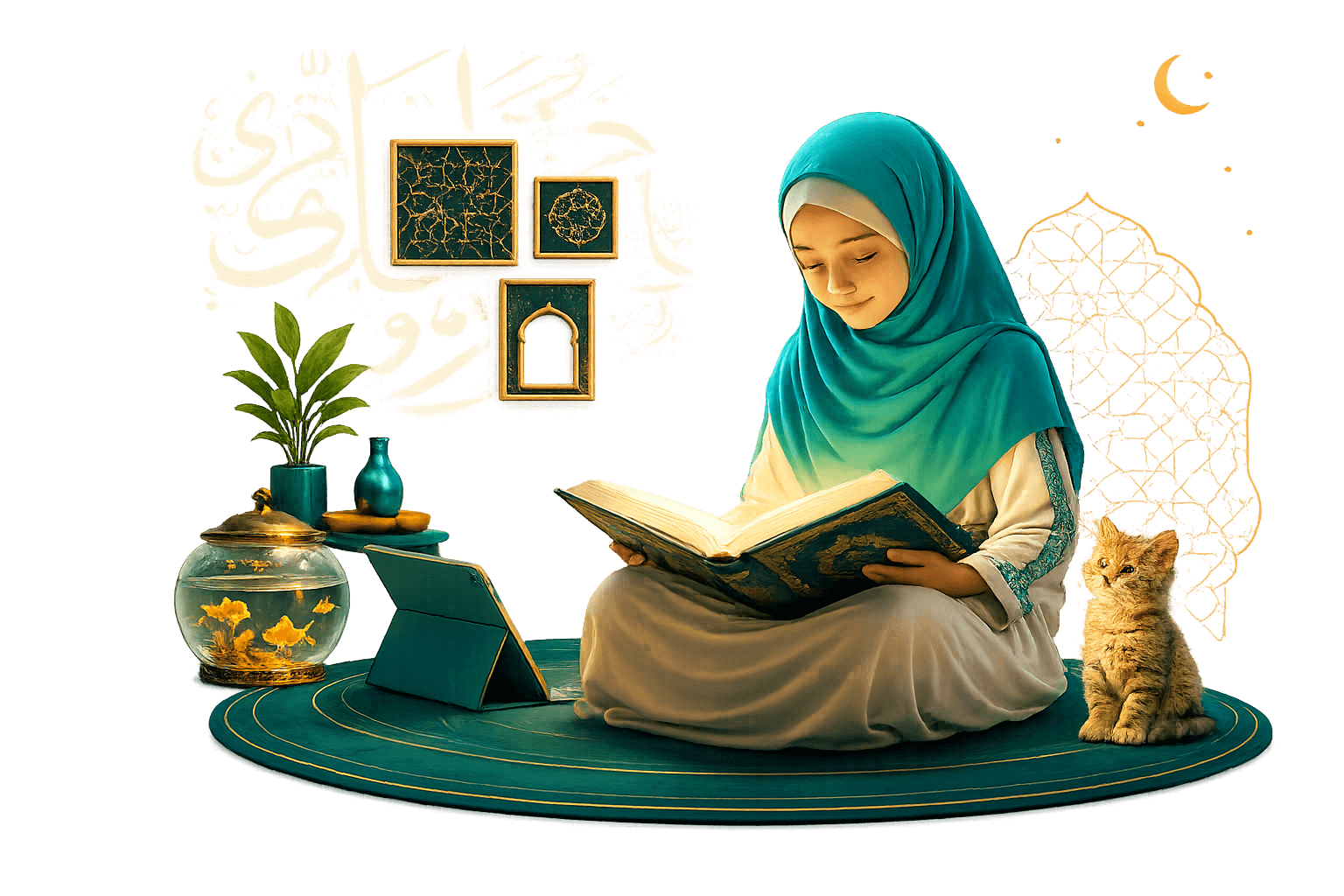Student learning Quran online with an Egyptian teacher